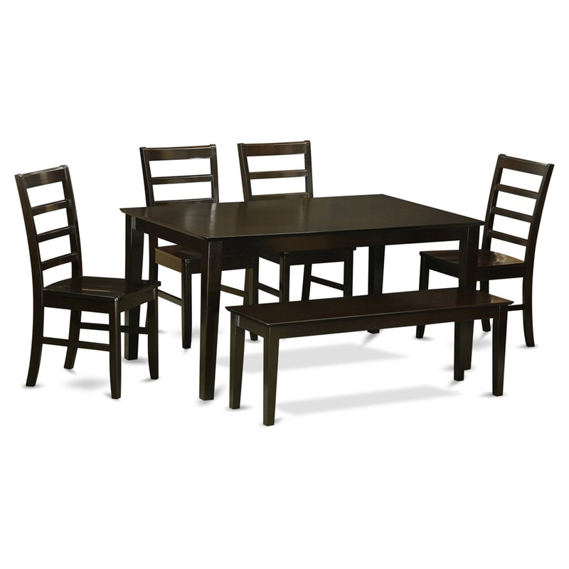 East West Furniture Capri 6-piece Wood Dining Set in Cappuccino