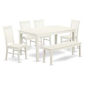East West Furniture Capri 6-piece Wood Dining Set in Linen White