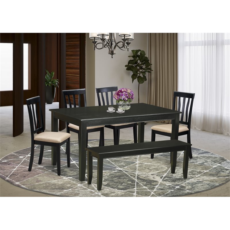 East West Furniture Dudley 6-piece Traditional Wood Kitchen Set in Black