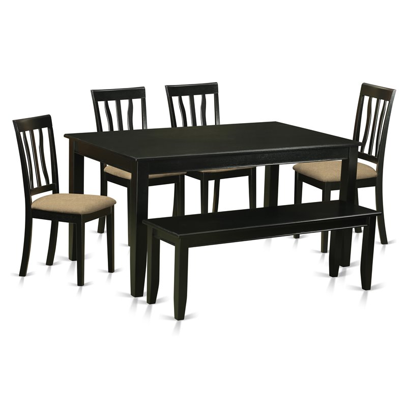 East West Furniture Dudley 6-piece Traditional Wood Kitchen Set in Black
