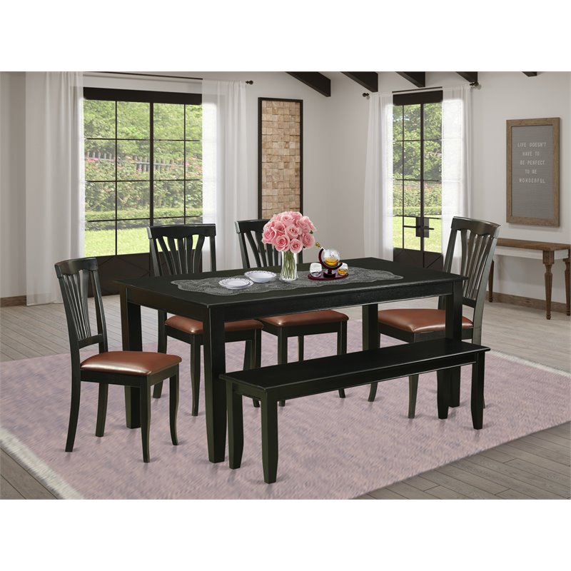 East West Furniture Dudley 6-piece Traditional Wood Dinette Set in Black