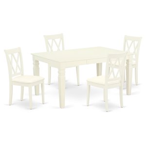 East West Furniture Weston 5-piece Wood Dining Set with Linen Seat in White