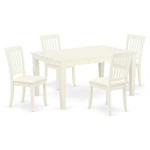 East West Furniture Weston 5-piece Wood Dining Set with Fabric Seat in White