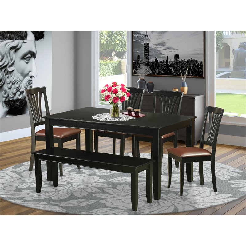East West Furniture Dudley 6-piece Traditional Wood Kitchen Table Set in Black
