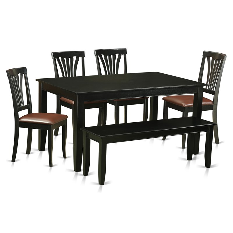 East West Furniture Dudley 6-piece Traditional Wood Kitchen Table Set in Black