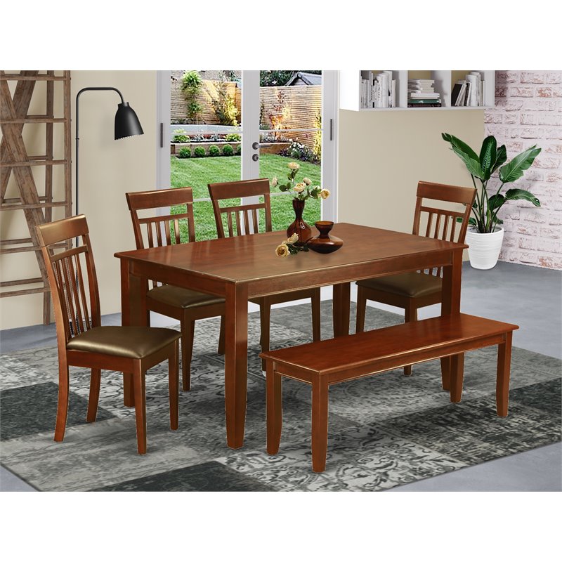 East West Furniture Dudley 6-piece Wood Kitchen Set in Mahogany