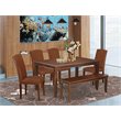 East West Furniture Dudley 6-piece Dining Set with Rectangular Table in Mahogany