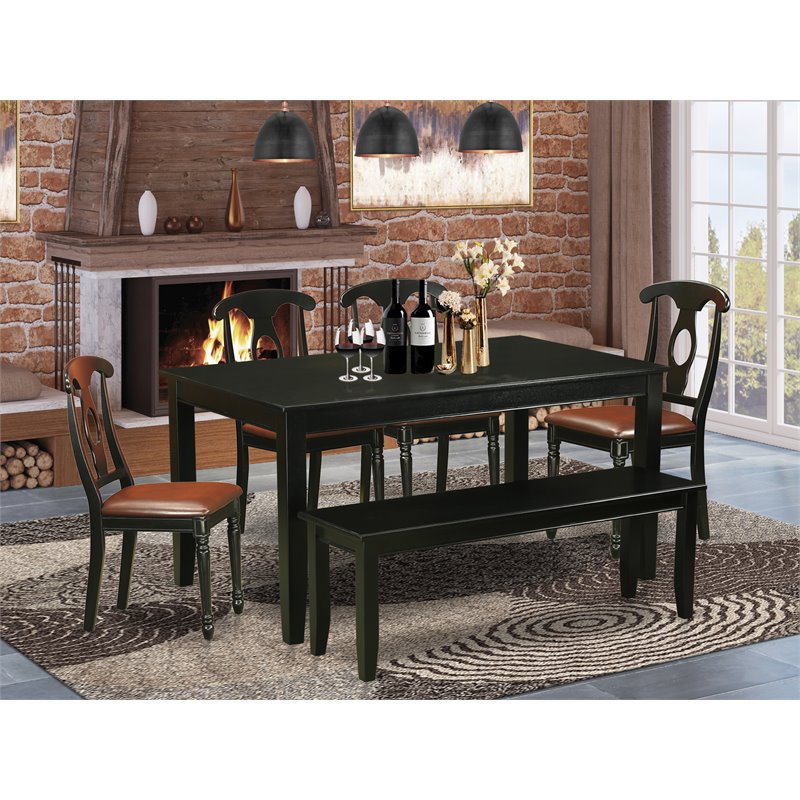 East West Furniture Dudley 6-piece Traditional Wood Dining Room Set in Black