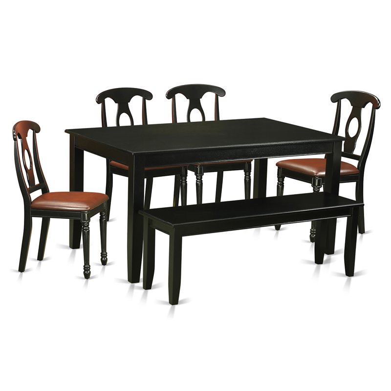 East West Furniture Dudley 6-piece Traditional Wood Dining Room Set in Black