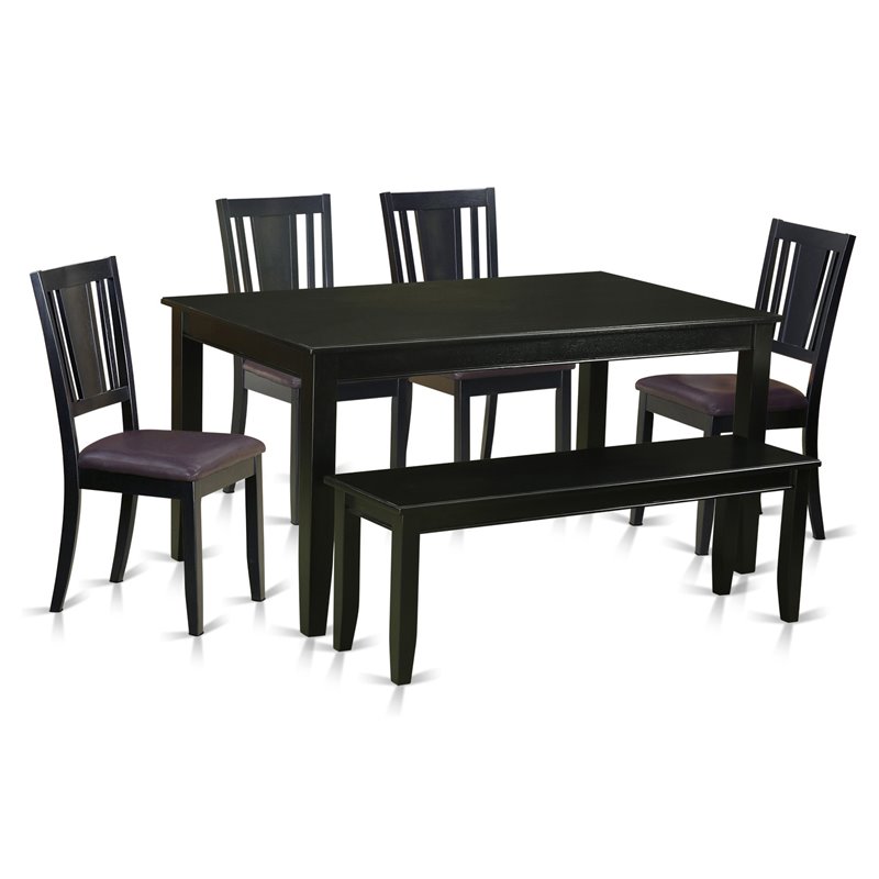 East West Furniture Dudley 6-piece Wood Kitchen Table and Chair Set in Black