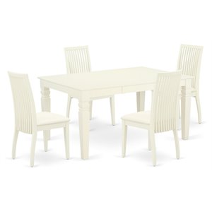 East West Furniture Weston 5-piece Wood Dining Set with Cushion Seat in White