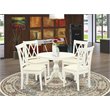 East West Furniture Hartland 5-piece Wood Dining Table Set in Linen White