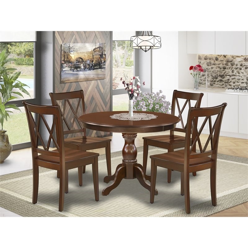 East West Furniture Hartland 5-piece Wood Dining Room Set in Mahogany