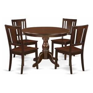 East West Furniture Hartland 5-piece Wood Dining Room Table Set in Mahogany
