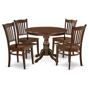 East West Furniture Hartland 5-piece Wood Kitchen Table and Chairs in Mahogany