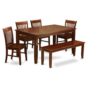 East West Furniture Dudley 6-piece Traditional Wood Dining Set in Mahogany