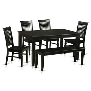 East West Furniture Dudley 6-piece Traditional Wood Dining Set in Black