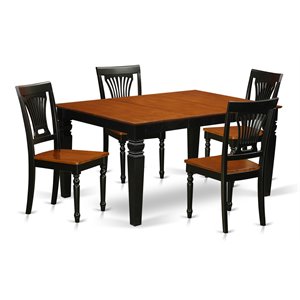East West Furniture Weston 5-piece Wood Table and Dining Chair Set in Cherry