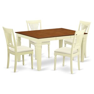 East West Furniture Weston 5-piece Wood Dining Set with Cushion Seat in Cherry