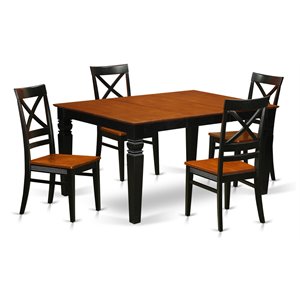 East West Furniture Weston 5-piece Wood Table and Kitchen Chair Set in Cherry