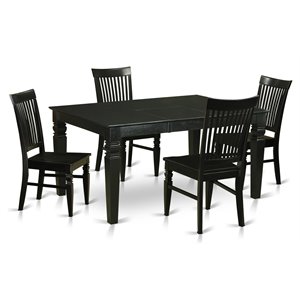 East West Furniture Weston 5-piece Wood Dining Set in Black/Cherry