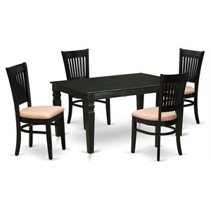 East West Furniture Weston 5-piece Traditional Wood Dining Set in Black