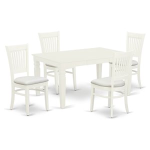 East West Furniture Weston 5-piece Wood Table and Dining Chair Set in White