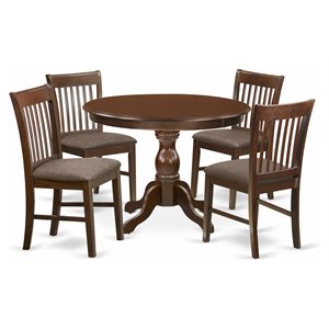 East West Furniture Hartland 5-piece Wood Kitchen Table Set in Mahogany