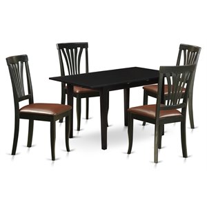 East West Furniture Norfolk 5-piece Wood Dining Table Set in Black