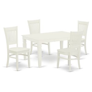East West Furniture Weston 5-piece Wood Dining Set in Linen White