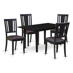 East West Furniture Norfolk 5-piece Traditional Wood Dining Set in Black