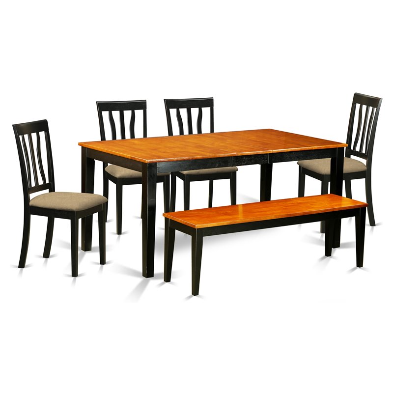 East West Furniture Nicoli 6-piece Wood Kitchen Set in Black/Cherry