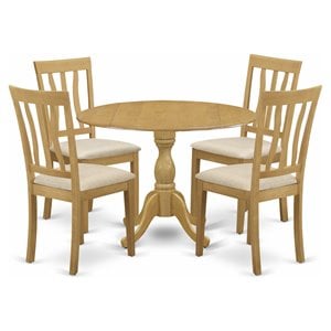 East West Furniture Dublin 5-piece Traditional Wood Dining Table Set in Oak
