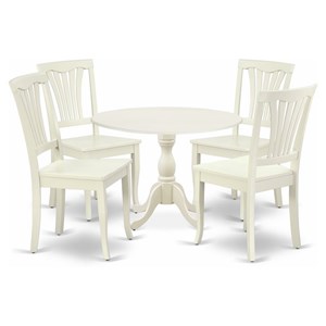 East West Furniture Dublin 5-Piece Traditional Wood & Linen Dining Set in White