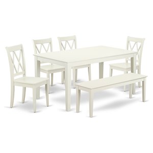 East West Furniture Capri 6-piece Wood Dining Set with X-Back Chairs in White