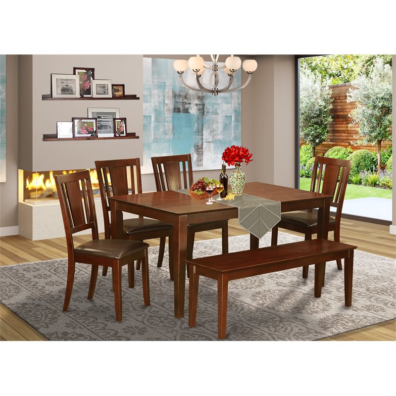East West Furniture Capri 6-piece Traditional Wood Kitchen Set in Mahogany