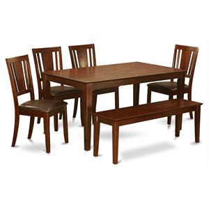 East West Furniture Capri 6-piece Traditional Wood Kitchen Set in Mahogany