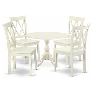 East West Furniture Dublin 5-piece Wood Dinette Table Set in Linen White
