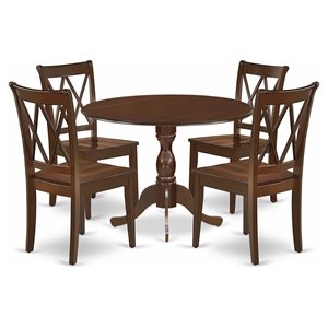 East West Furniture Dublin 5-piece Wood Dinette Set in Mahogany