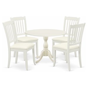 East West Furniture Dublin 5-piece Wood Dining Room Set in Linen White