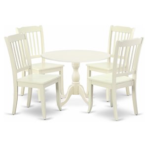 East West Furniture Dublin 5-piece Wood Dining Table and Chair Set in White
