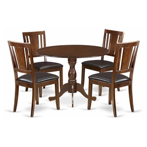 East West Furniture Dublin 5-piece Wood Dining Room Set in Mahogany