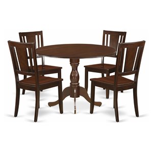 East West Furniture Dublin 5-piece Wood Dinette Table Set in Mahogany