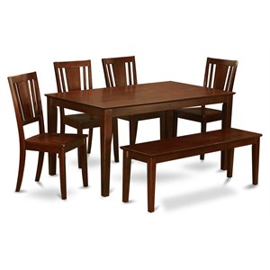 East West Furniture Capri 6-piece Wood Kitchen Table Set in Mahogany