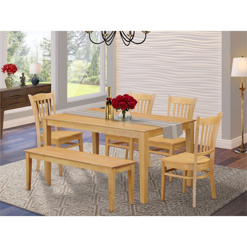 East West Furniture Capri 6-piece Traditional Wood Kitchen Set in Oak
