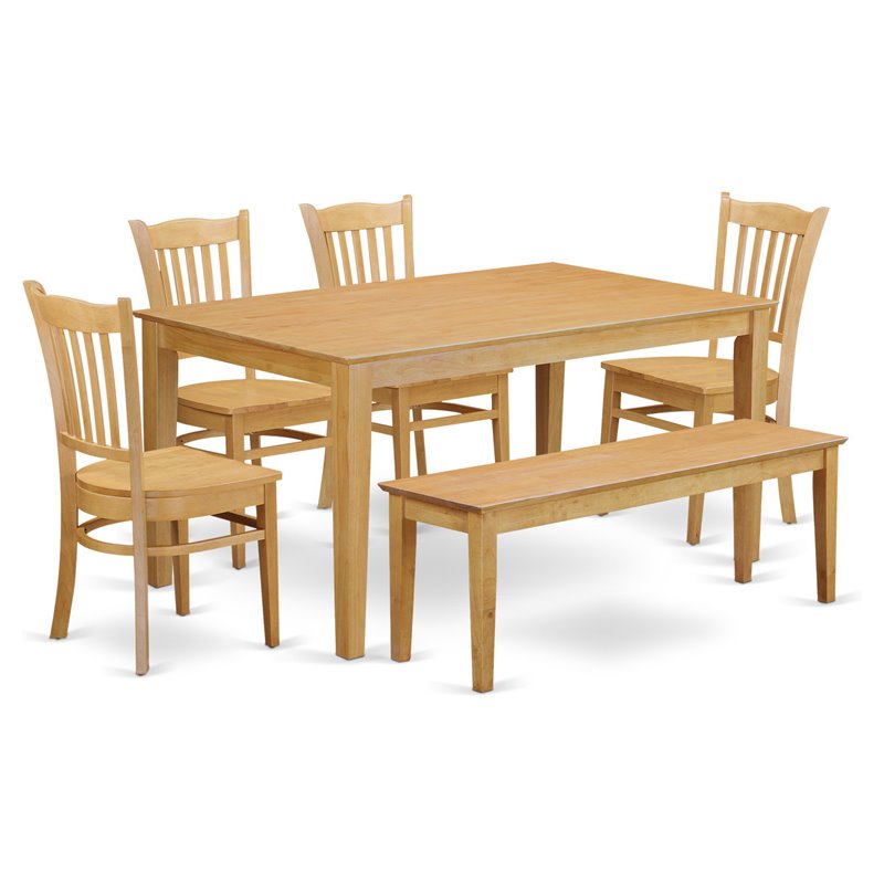 East West Furniture Capri 6-piece Traditional Wood Kitchen Set in Oak