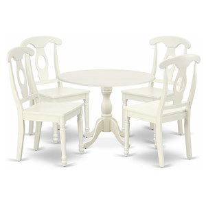 East West Furniture Dublin 5-piece Wood Dining Set in Linen White