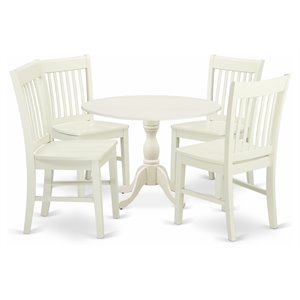 East West Furniture Dublin 5-piece Wood Dinette Set in Linen White