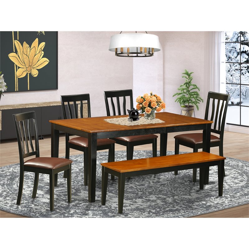 East West Furniture Nicoli 6-piece Wood Kitchen Table Set in Black/Cherry
