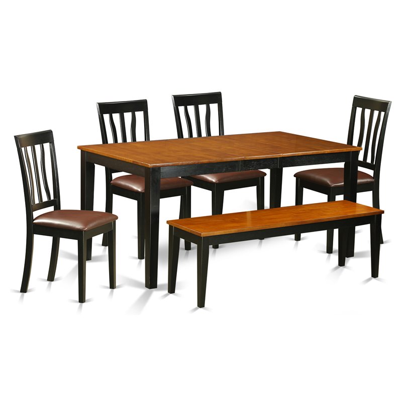 East West Furniture Nicoli 6-piece Wood Kitchen Table Set in Black/Cherry